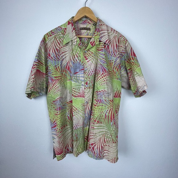 Tori Richard XL Camp Shirt – Red Green Palm Print Hawaiian Cotton Lawn - Picture 1 of 9
